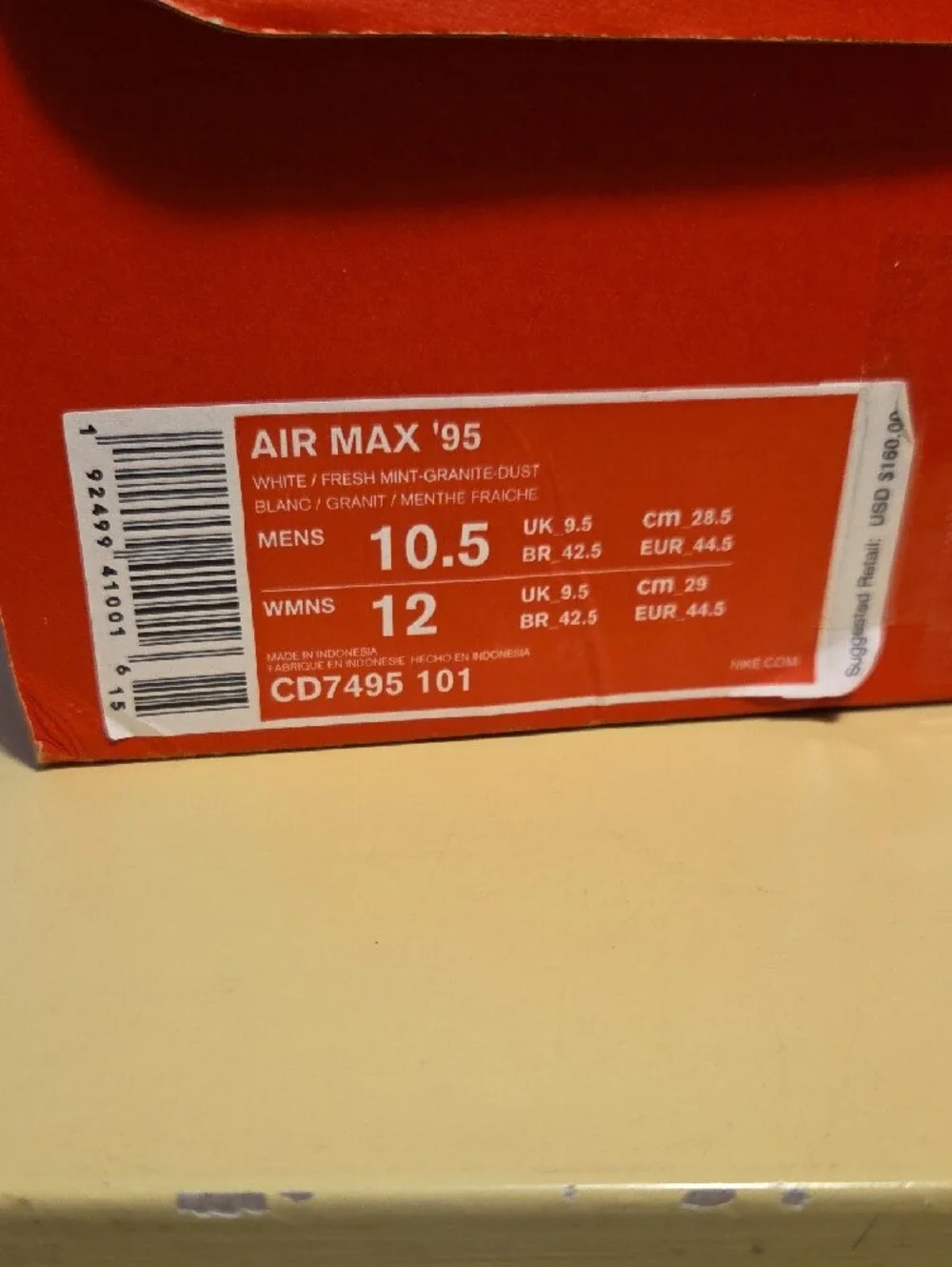 Nike Air Max 95 'Fresh Mint' 2019 Size 10.5